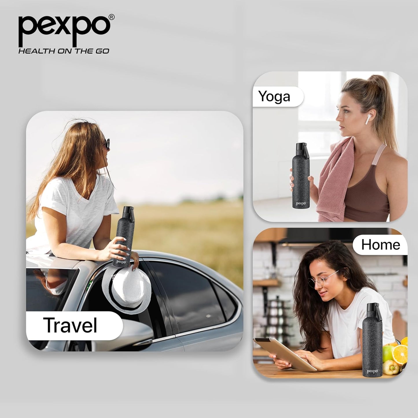 Pexpo Oslo Stainless Steel Water Bottle | 1 Ltr | Leak Proof |