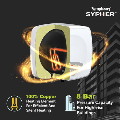 Symphony Sypher Geysers | 2KW Heating | White |