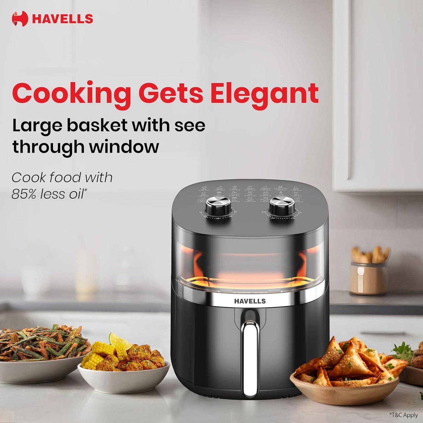 Havells Prolife Stellar Chef Air Fryer 5.5 Ltr | 1500 Watts | See Through Window |