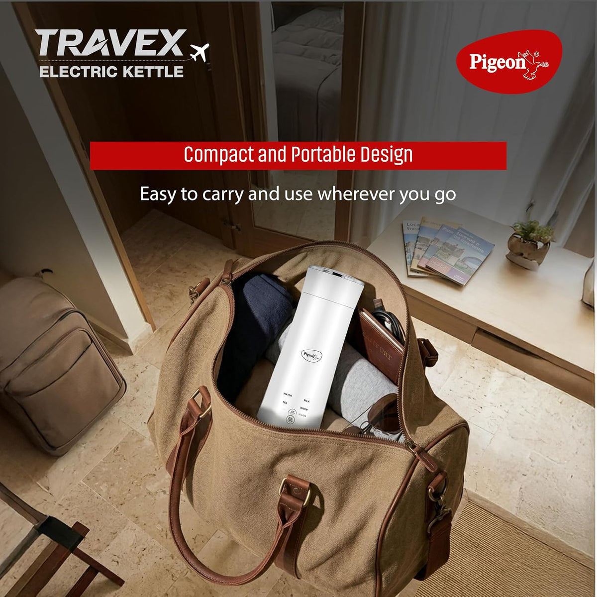 Pigeon Travex 300ml Electric Kettle | 350W Compact Portable Kettle for Water, Milk, Tea & Coffee