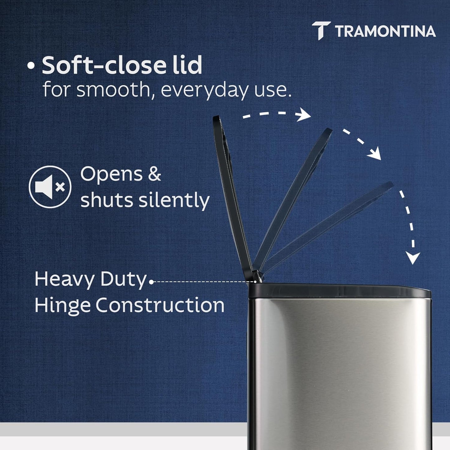 Tramontina 2-in-1 Dual Compartment Dustbin 16L (8L+8L) | Stainless Steel Wet & Dry Trash | Removable Inner Buckets |