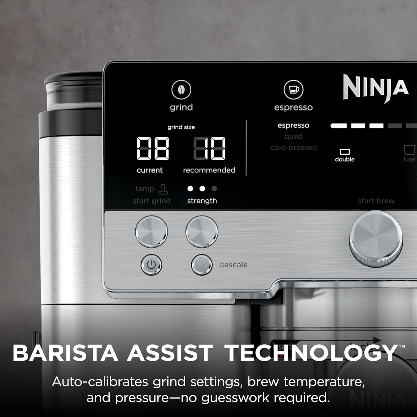 Ninja Luxe Café Premier 3-in-1 Espresso Machine with Built-in Grinder & Scale | Stainless Steel Coffee Maker | Barista Style Coffee at Home |