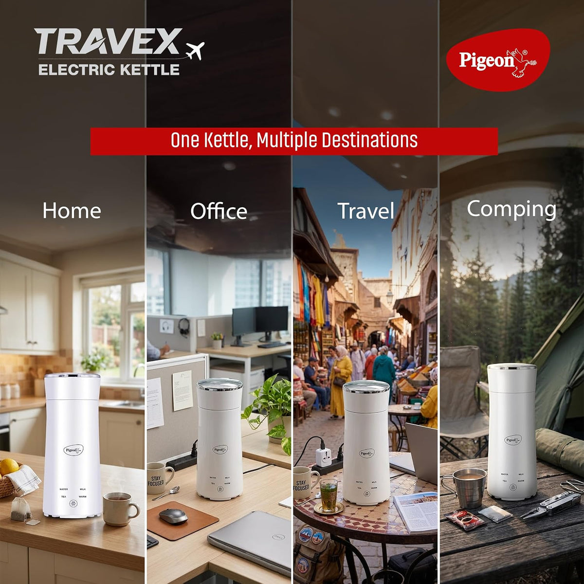 Pigeon Travex 300ml Electric Kettle | 350W Compact Portable Kettle for Water, Milk, Tea & Coffee