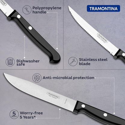 Tramontina Ultracorte Knife Set | 3-Piece Stainless Steel Kitchen Knife Set | Antimicrobial Handles | Dishwasher Safe | 5-Year Warranty |