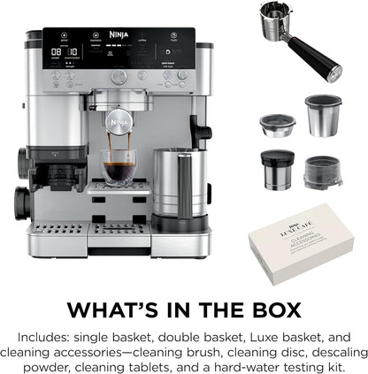 Ninja Luxe Café Premier 3-in-1 Espresso Machine with Built-in Grinder & Scale | Stainless Steel Coffee Maker | Barista Style Coffee at Home |