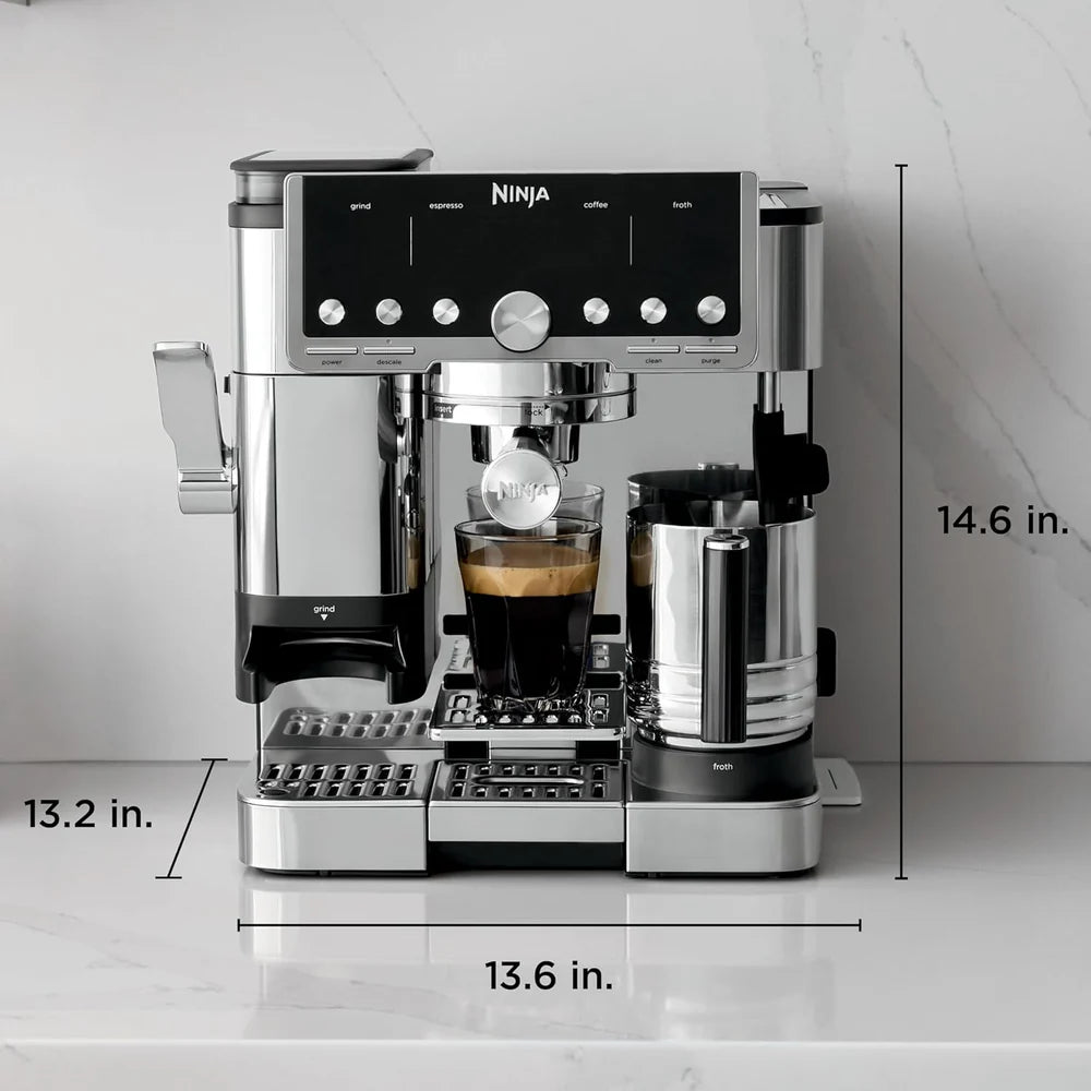 Ninja Luxe Pro 4-in-1 Coffee Machine | Espresso, Cappuccino & Latte Maker | Barista Assist |