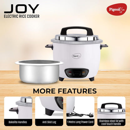 Pigeon Joy Unlimited Rice Cooker | 1.8 Litre | Single Pot | Cool Touch Handle | Suitable for 4-5 Persons |