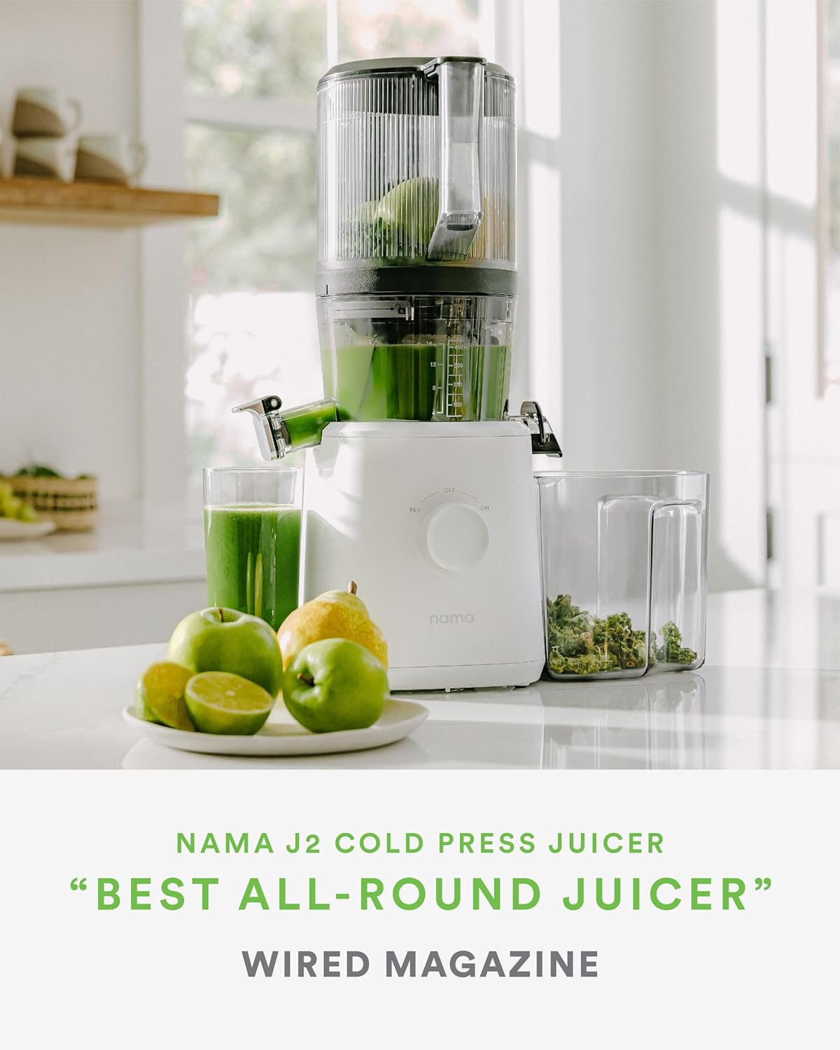 Nama J2 Cold Press Juicer | Self-feeding hopper | 200W | White |Easy Cleanup & Assembly |