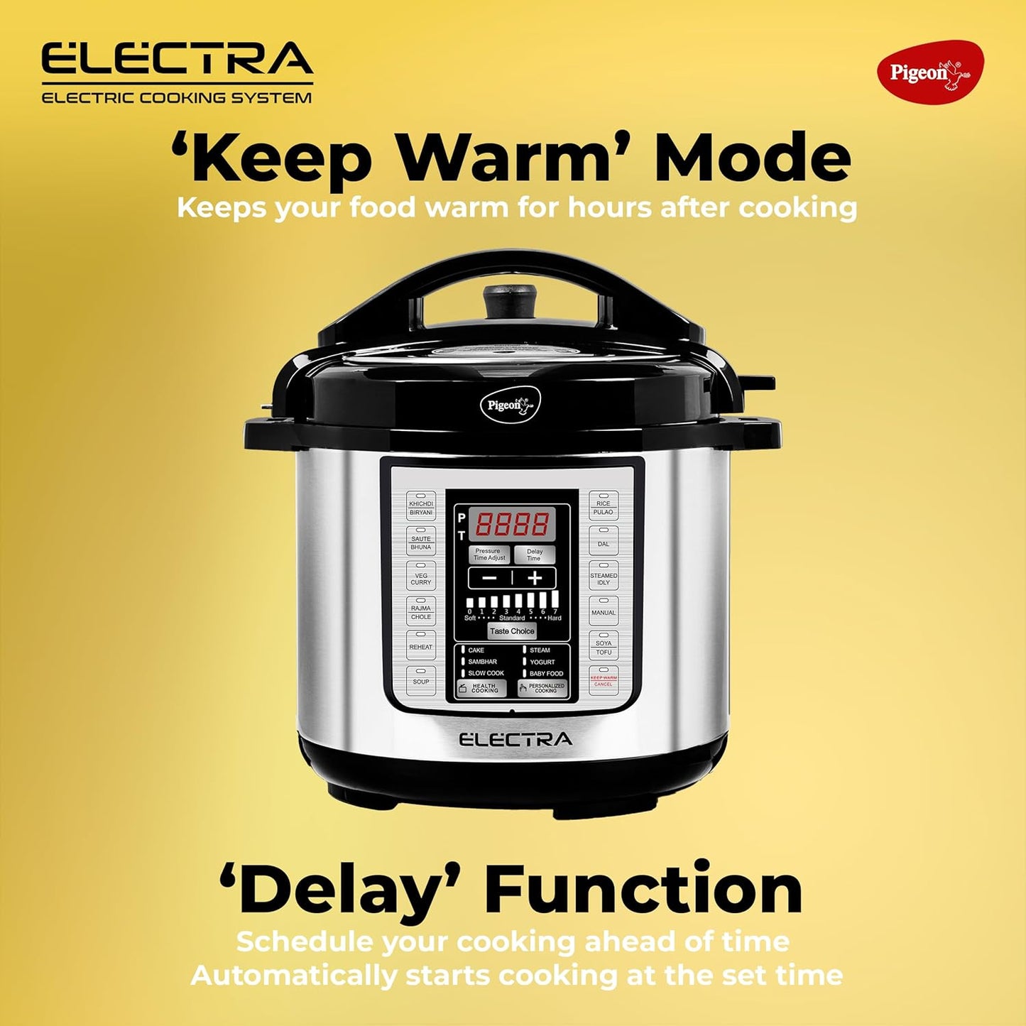 Pigeon ELECTRA - Electric Pressure Cooking System with 18 Pre-Set Menus, 6L, 3L