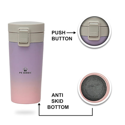 PE Birds Stainless Steel Sipper Cum Food Jar | Travel Mug | Coffee Mug |