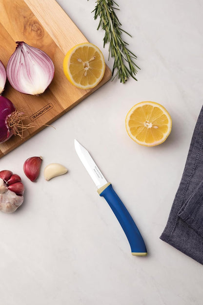 Tramontina Felice  2-Piece Serrated Fruit & Vegetable Knife Set | Stainless Steel Blades | Dishwasher Safe | Kitchen Knives with Blue Handles |