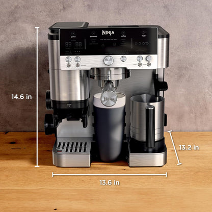 Ninja Luxe Café Premier 3-in-1 Espresso Machine with Built-in Grinder & Scale | Stainless Steel Coffee Maker | Barista Style Coffee at Home |