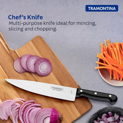 Tramontina Ultracorte Chef Knife | 15 cm Stainless Steel Blade | Multipurpose Kitchen & Vegetable Knife | Antimicrobial Handle | Dishwasher Safe | 5-Year Warranty |