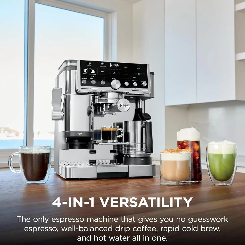 Ninja Luxe Pro 4-in-1 Coffee Machine | Espresso, Cappuccino & Latte Maker | Barista Assist |