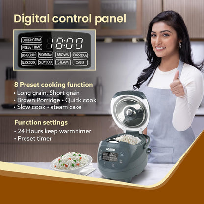 Agaro Imperial Electric Rice Cooker | 2L | 8 Preset Cooking Function | Unique design |