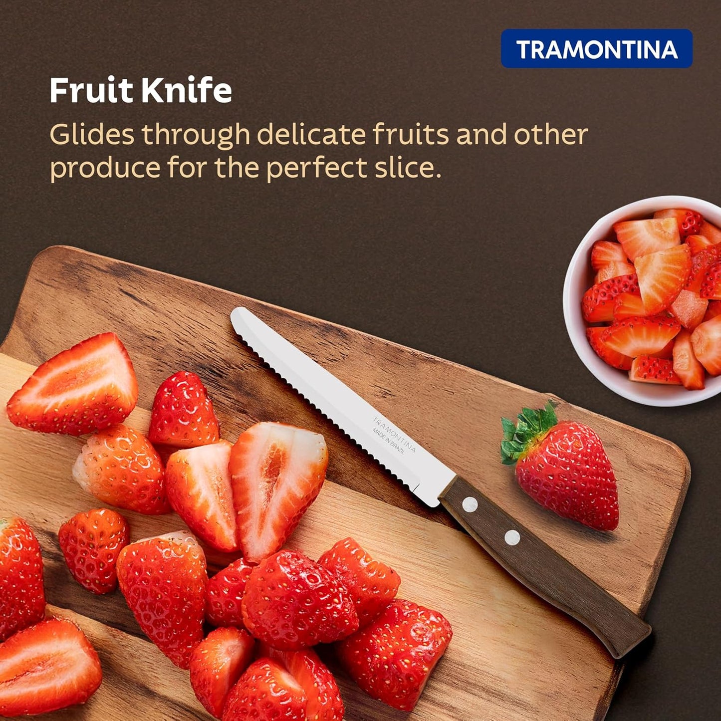 Tramontina  Tradicional Fruit Knife | Broad Tip | Blade Kitchen Knife for Fruits | 5 Years Warranty |