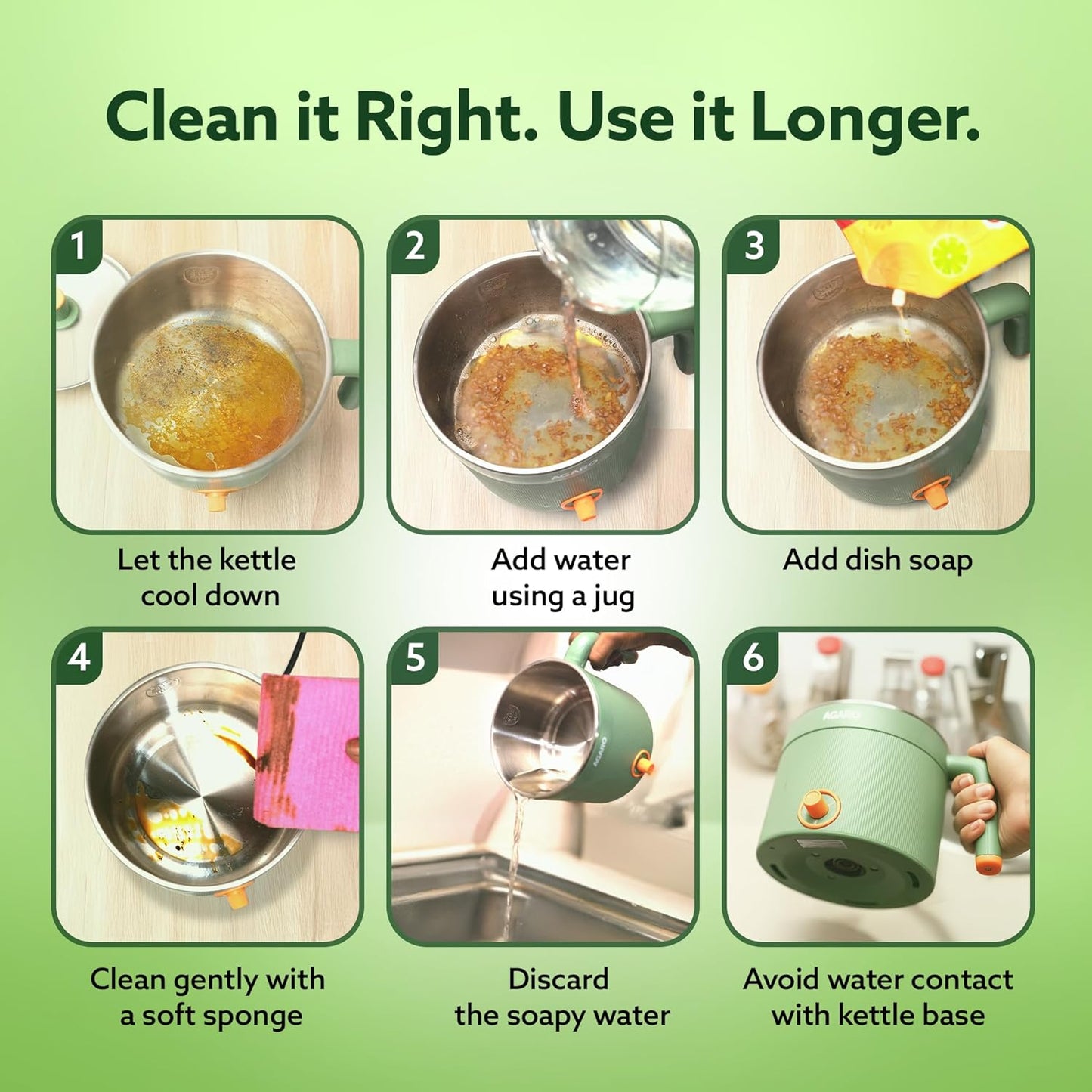 Agaro Regency Multi Cook Kettle With Steamer | 1.2 L | Sea Green | 600 W |