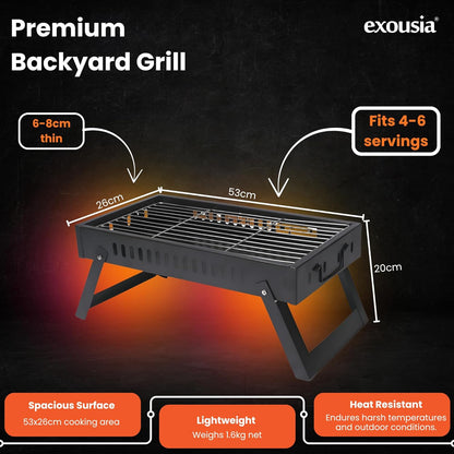 EXOUSIA Portable Grill - EG22 | Made in India | Compact & Smart Design | Advanced Laser-Cut Precision | Barbecue Grill