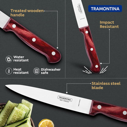 Tramontina Polywood Utility Knife | Multipurpose Kitchen Knife | 5 Year Warranty | 15.2 cm |
