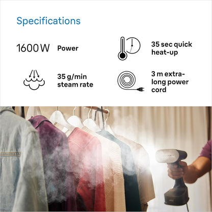 QuickStyle 7 Garment Steamer | 1600 Watts | Fast Steam Technology