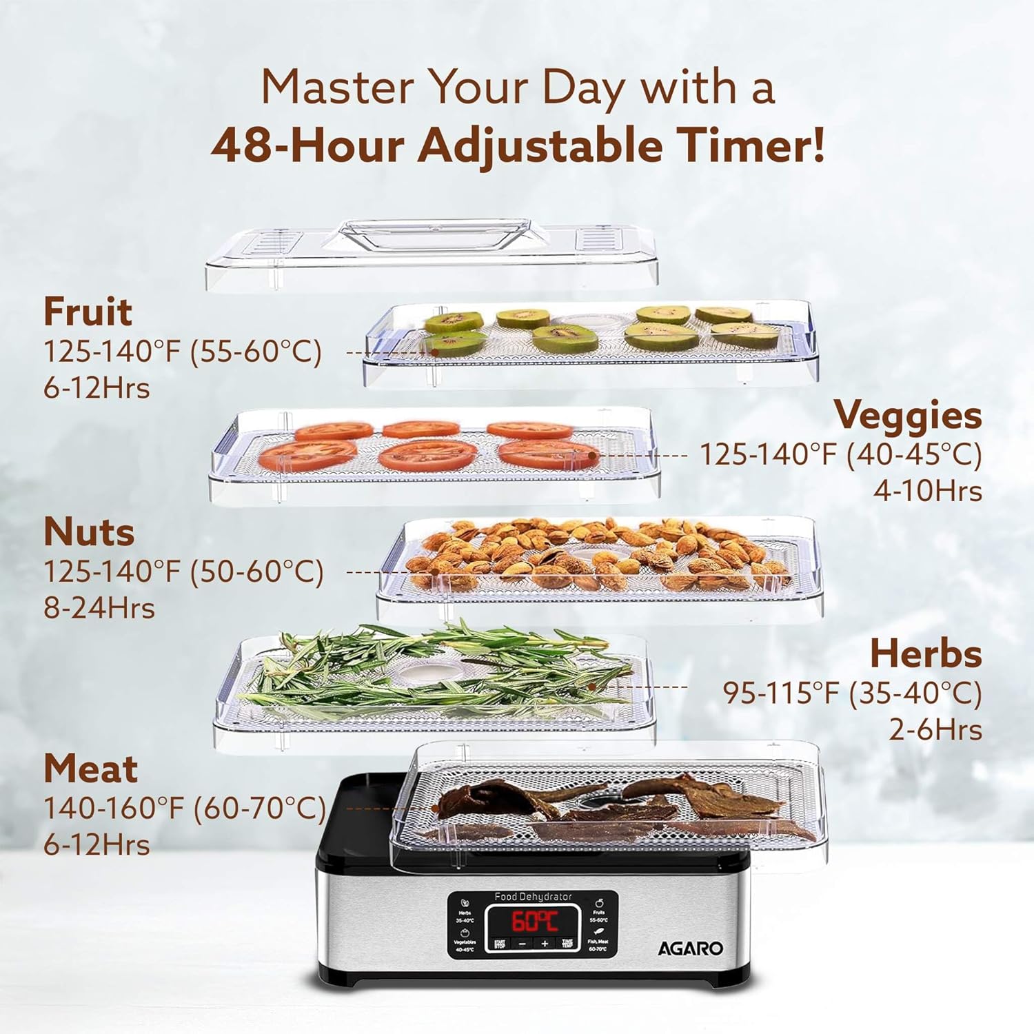 Agaro regal food Dehydrator 5 rack - Infinia Home and Kitchen