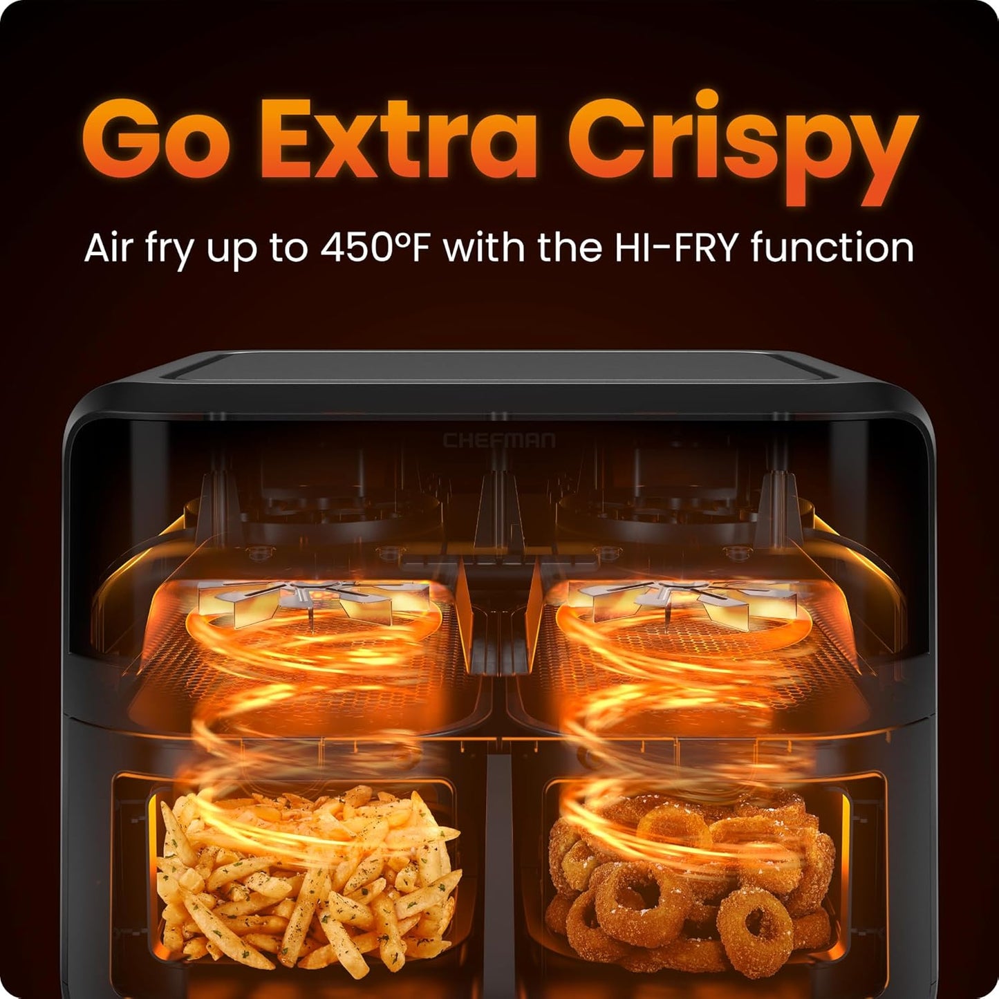 Chefman Turbo Fry Touch 6QT | Dual Basket Air Fryer | Touch Control Panel | Hi-Fry Technology |