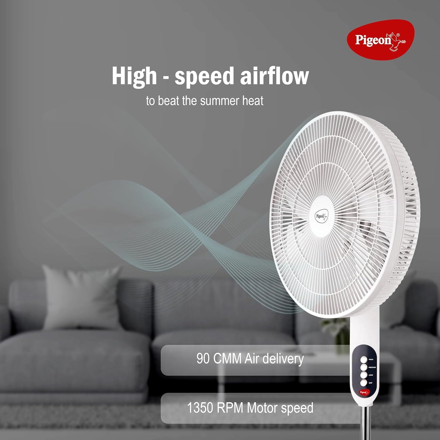 Pigeon Fantastic Pedestal Fan for Home & Office | High Speed Airflow | 7 Blades |
