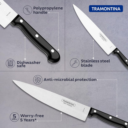 Tramontina Ultracorte Chef Knife | 15 cm Stainless Steel Blade | Multipurpose Kitchen & Vegetable Knife | Antimicrobial Handle | Dishwasher Safe | 5-Year Warranty |