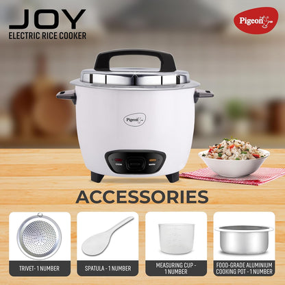 Pigeon Joy Unlimited Rice Cooker | 1.8 Litre | Single Pot | Cool Touch Handle | Suitable for 4-5 Persons |