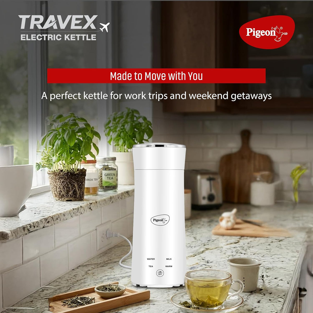 Pigeon Travex 300ml Electric Kettle | 350W Compact Portable Kettle for Water, Milk, Tea & Coffee