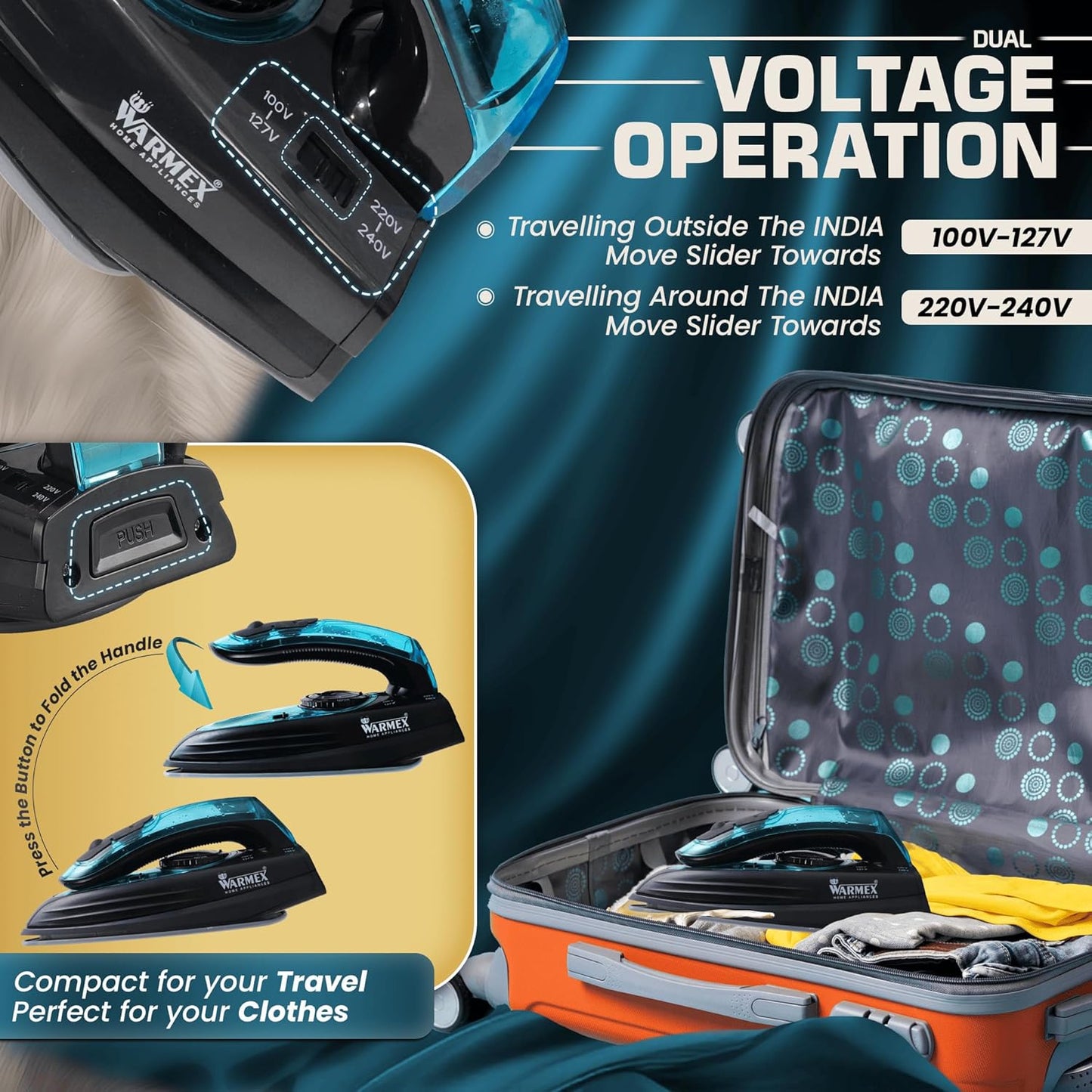 Warmex Mini Portable Travel Wet & Dry Steam Iron |  1100W  |