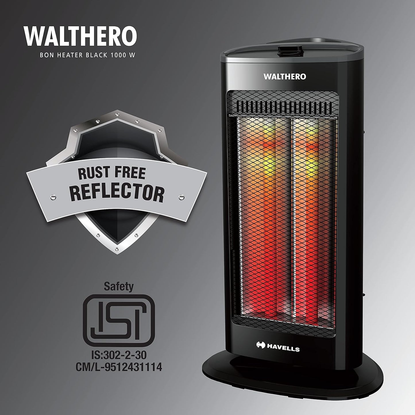 Havells Walthero | 1000 Watt | Room Heater | Tip Over Protection | Silent Operation