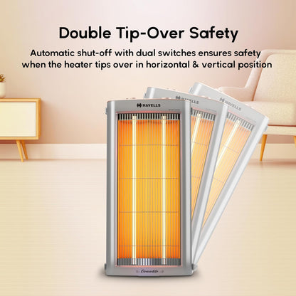 Havells Comodito | 900 Watt | Room Heater | Safety Grill | 120 Minute Sleep Time |
