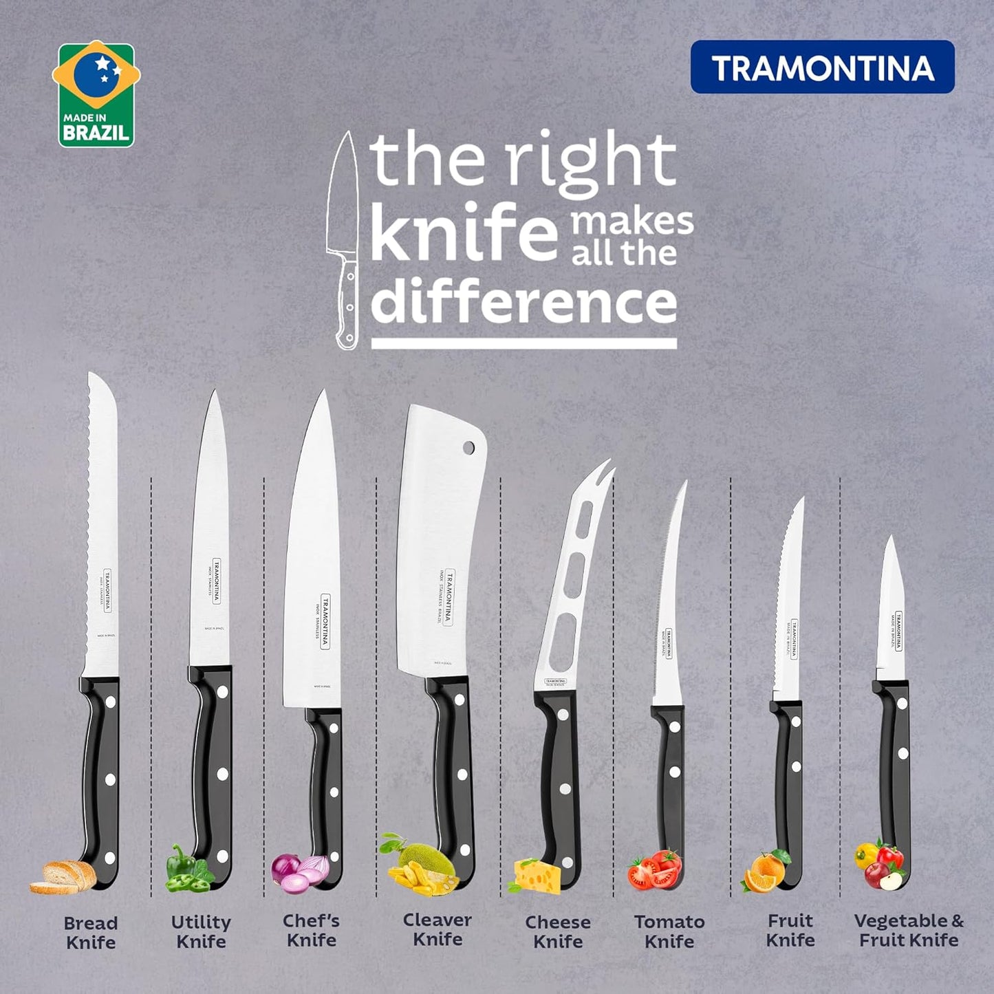 Tramontina Ultracorte Utility Knife | 5.9 Inch Stainless Steel Blade | Multipurpose Kitchen Knife | Antimicrobial Handle | Dishwasher Safe | 5-Year Warranty |
