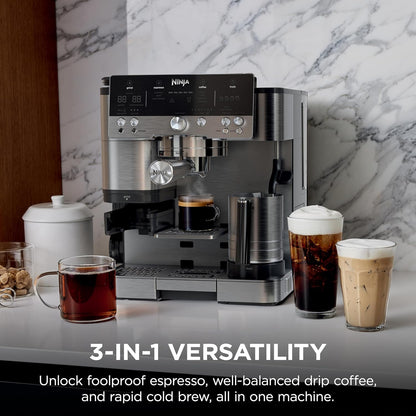 Ninja Luxe Café Premier 3-in-1 Espresso Machine with Built-in Grinder & Scale | Stainless Steel Coffee Maker | Barista Style Coffee at Home |