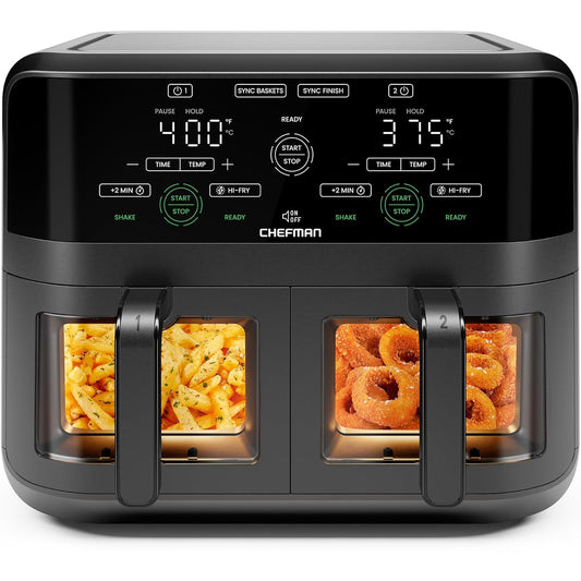 Chefman Turbo Fry Touch 6QT | Dual Basket Air Fryer | Touch Control Panel | Hi-Fry Technology |
