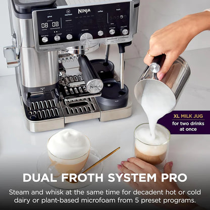 Ninja Luxe Pro 4-in-1 Coffee Machine | Espresso, Cappuccino & Latte Maker | Barista Assist |