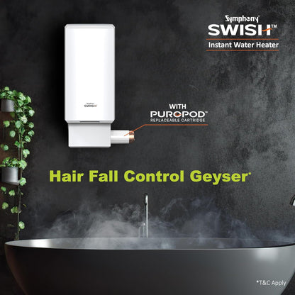 Symphony Swish with Puropod | 5.9 Litre | Instant Water Geyser | 3KW Heating |