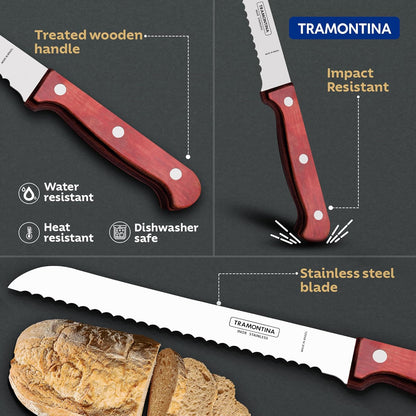 Tramontina Polywood Bread Knife | Knife for Bread & Sandwiches | 5 Years Warranty | Heat Resistant |