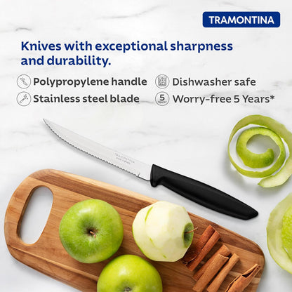 Tramontina Plenus Fruit Knife | Serrated Edge | Kitchen Knife for Fruits | Lightweight | 12 cm |