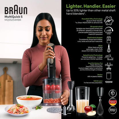 Braun MultiQuick 5 Pro Hand Blender | 1000W | White | Stainless steal| Lightweight