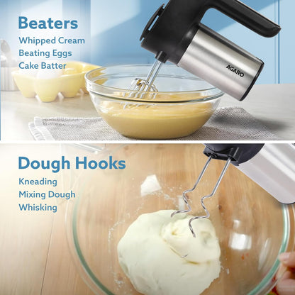 Agaro Elegant Stainless Steel  Hand Mixer | 300 Watts | Silver |