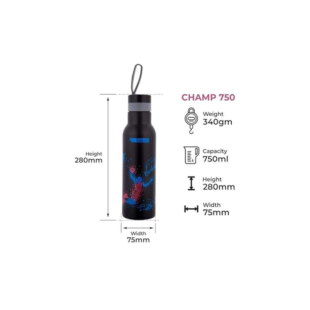 Dubblin Champ Stainless Steel Water Bottle | Blue | 500ml |