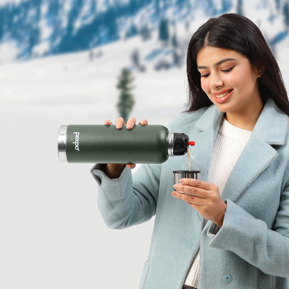 Pexpo Thermos Flask Water Bottle | 1000 ml | Military Green |