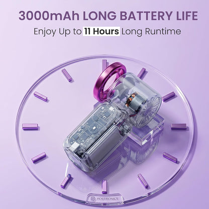 Portronics Toofan Nano Rechargeable Handheld Mini Fan | 3000mAh Battery | 18000 RPM | 5 Speed Modes | LED Display |
