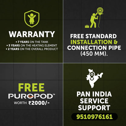 Symphony SPA Geyser with PUROPOD Filter | White | Hairfall Control Smart Geyser