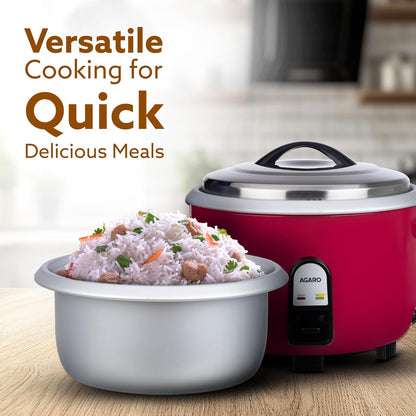 Agaro Regency Electric Rice Cooker | 5L | Aluminium Inner Pot | Red |