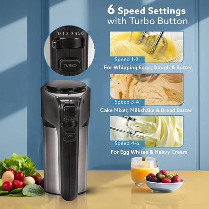 Agaro Elegant Stainless Steel  Hand Mixer | 300 Watts | Silver |