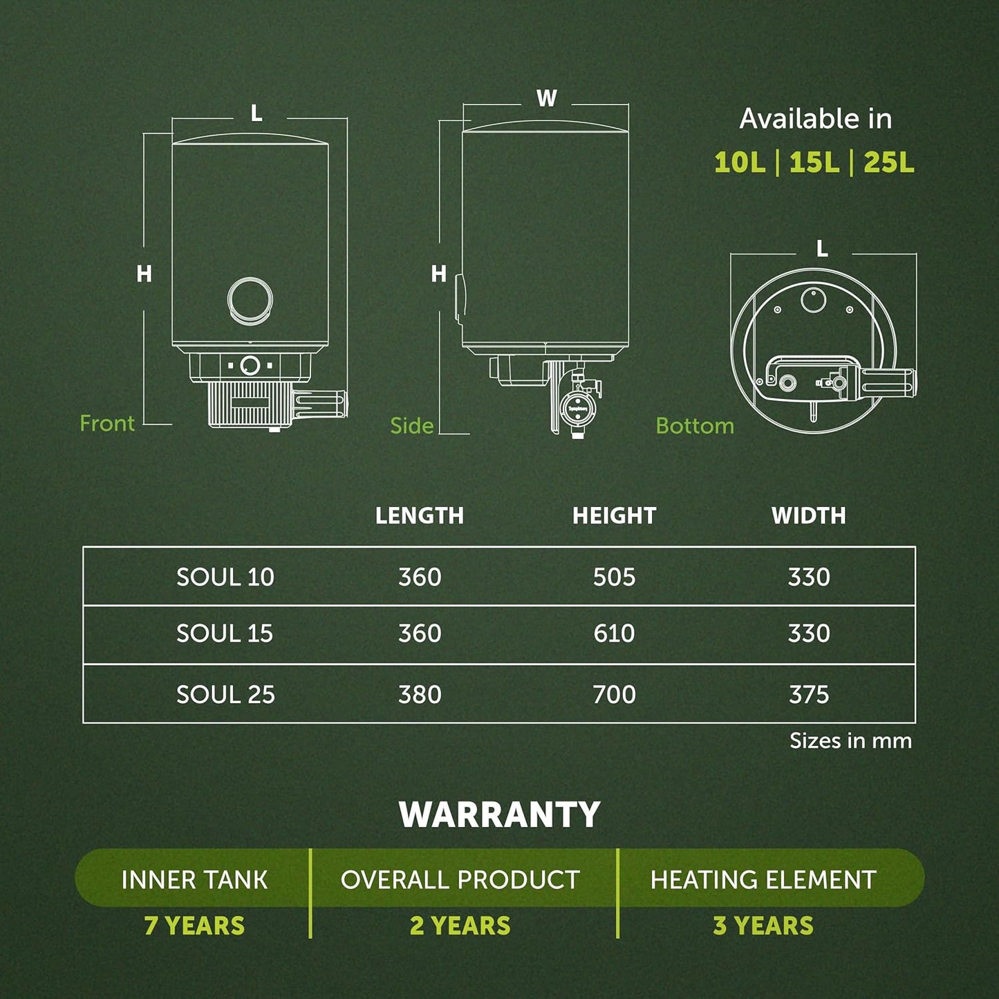 Symphony Soul Geyser with Puropod Filter | Hair Fall Control Geyser | White |