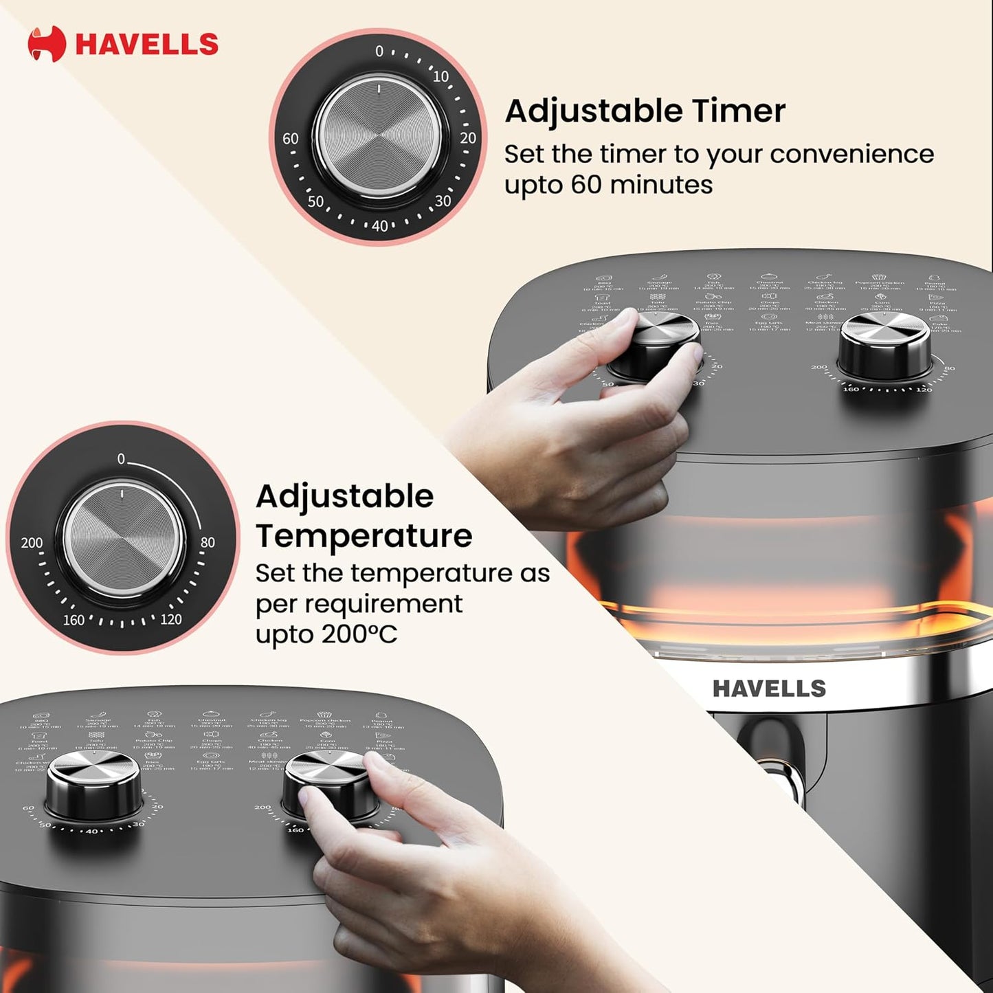 Havells Prolife Stellar Chef Air Fryer 5.5 Ltr | 1500 Watts | See Through Window |